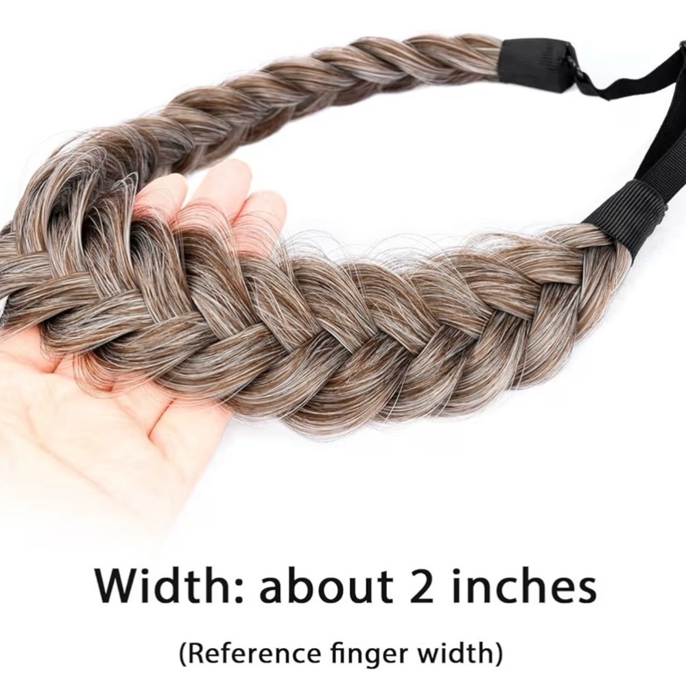 Braided Hair Headband - Grey Brown